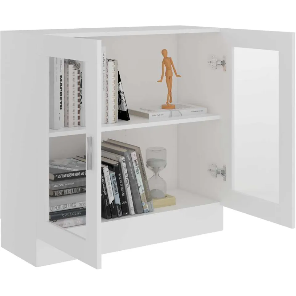 vidaXL Vitrinekast 82,5x30,5x80 cm bewerkt hout wit