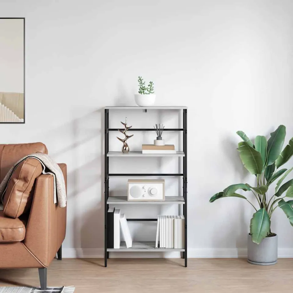 vidaXL Boekenkast 3-laags 60 x 29,5 x 115 cm Bewerkt hout Grijs Sonoma, foto 3