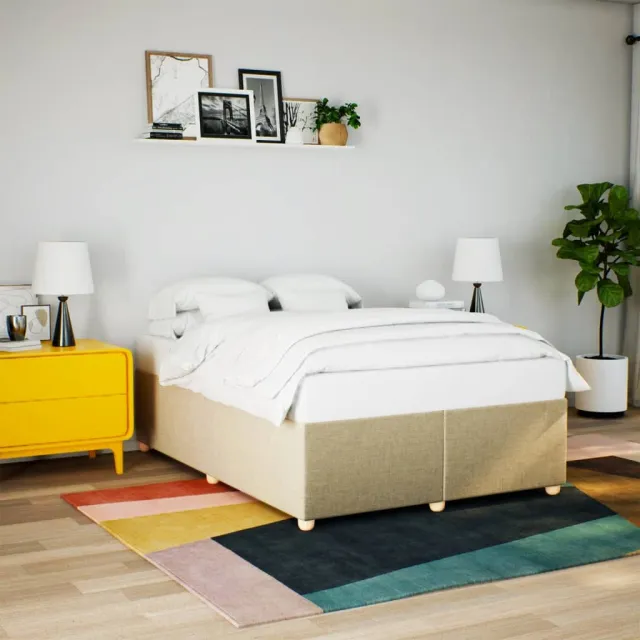 vidaXL Bedframe zonder matras stof crèmekleurig 160x200 cm