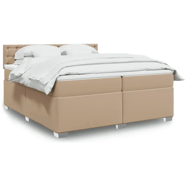 vidaXL Boxspring met matras kunstleer cappuccinokleurig 200x200 cm bruin