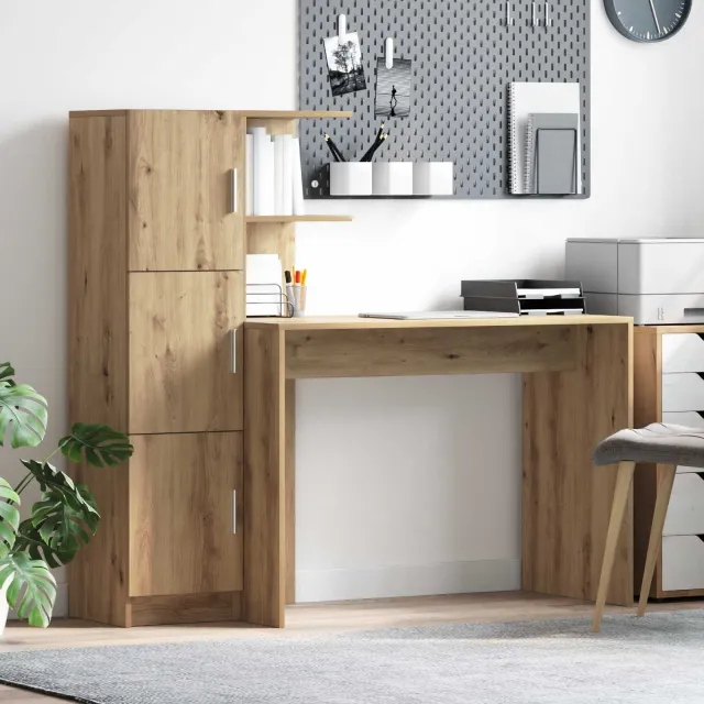 vidaXL Bureau Artisan Eiken 133.5 x 50 x 124 cm 2 st, foto 2