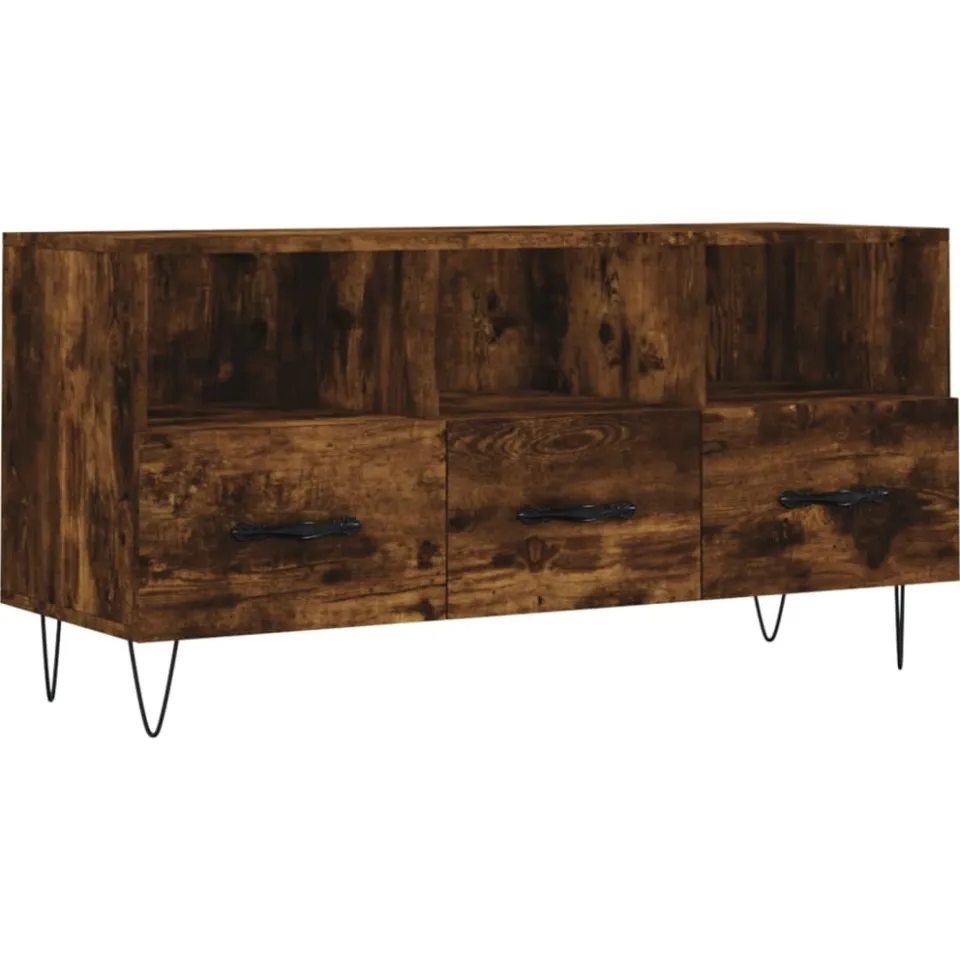 vidaXL Tv-meubel 102x36x50 cm bewerkt hout gerookt eikenkleurig, foto 3