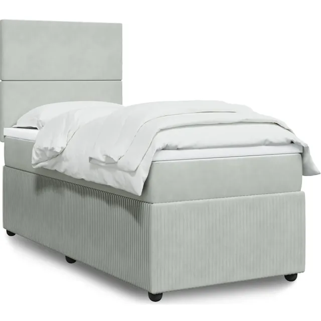 vidaXL Boxspring met matras fluweel lichtgrijs 90x190 cm grijs