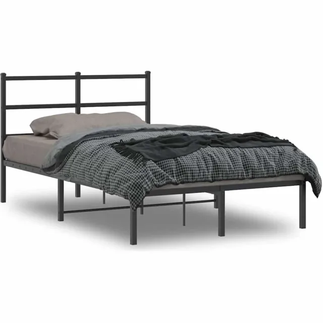 vidaXL Bedframe met hoofdbord metaal zwart 120x190 cm