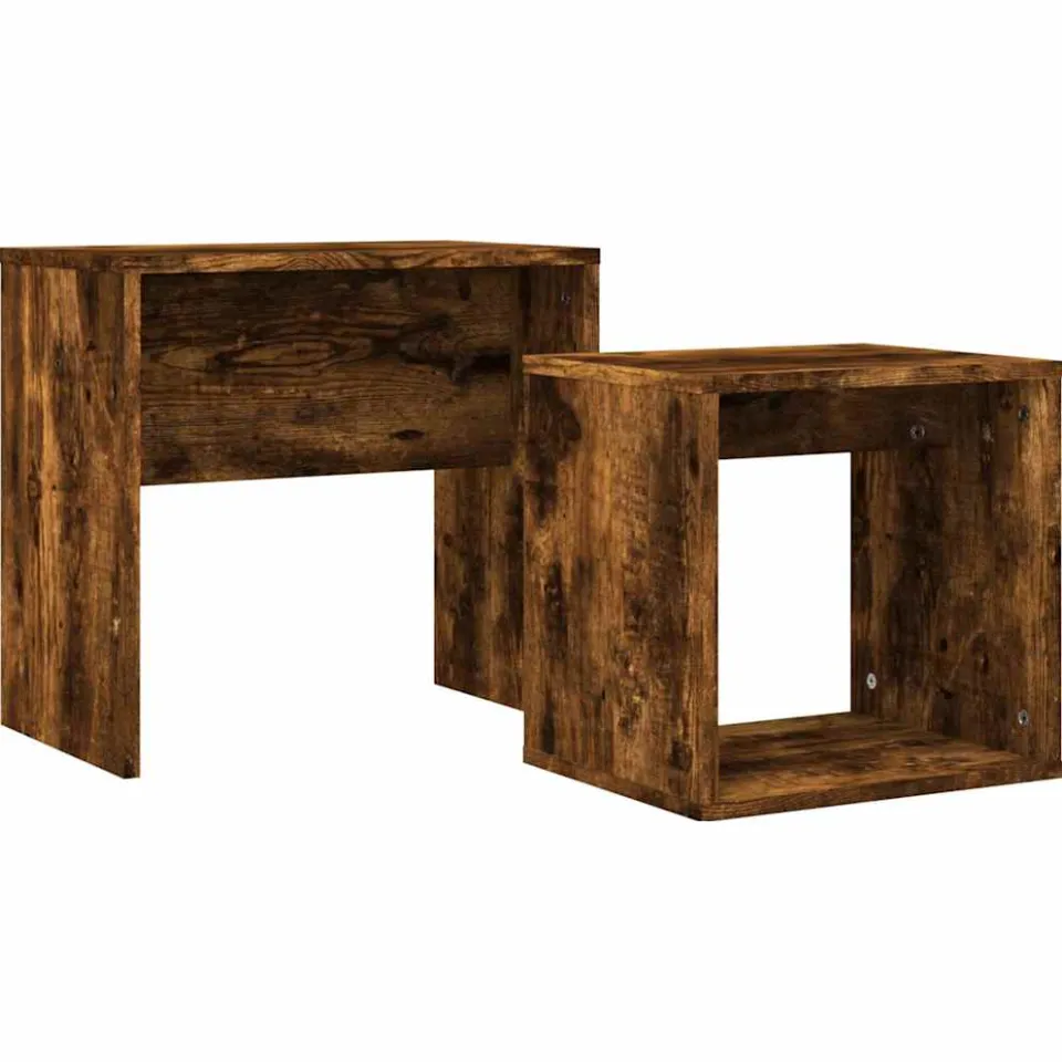 vidaXL 2-delige Tafeltjesset bewerkt hout gerookt eikenkleurig, foto 3