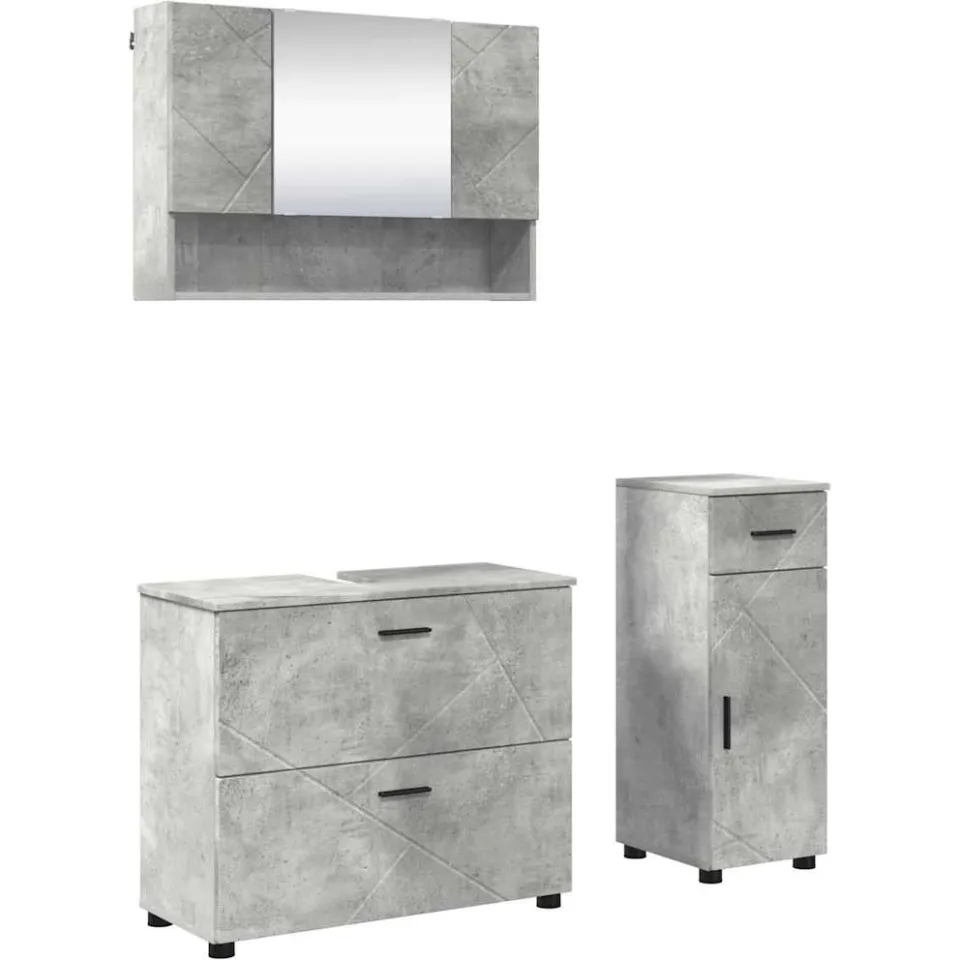 vidaXL Badkamermeubelset 3 st Beton Grijs 76,5 x 35 x 64 cm, foto 3