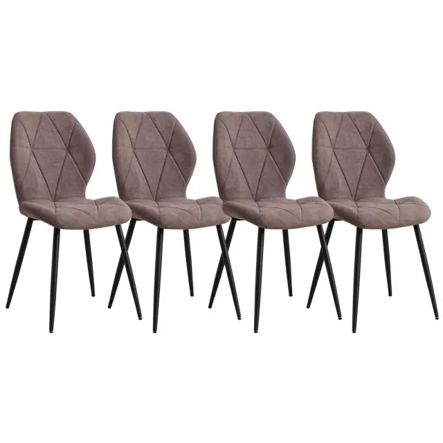 SONNENH Eetkamerstoelen set van 4 met gestikte stoffen bekleding en metalen poten - Bruin