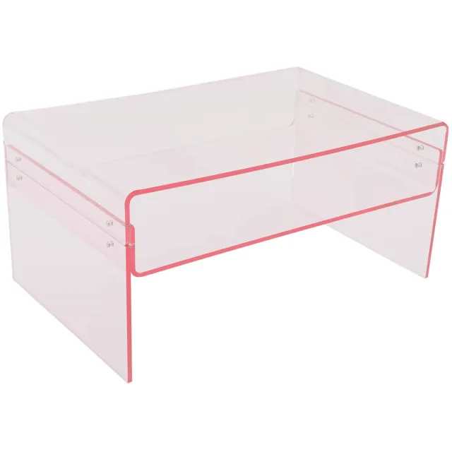 emvae Salontafel- Bijzettafel - Rechthoekige salontafel - Tafel - Koffietafel - Acryl - Roze - 80 x 50 x 38 cm - Transparant