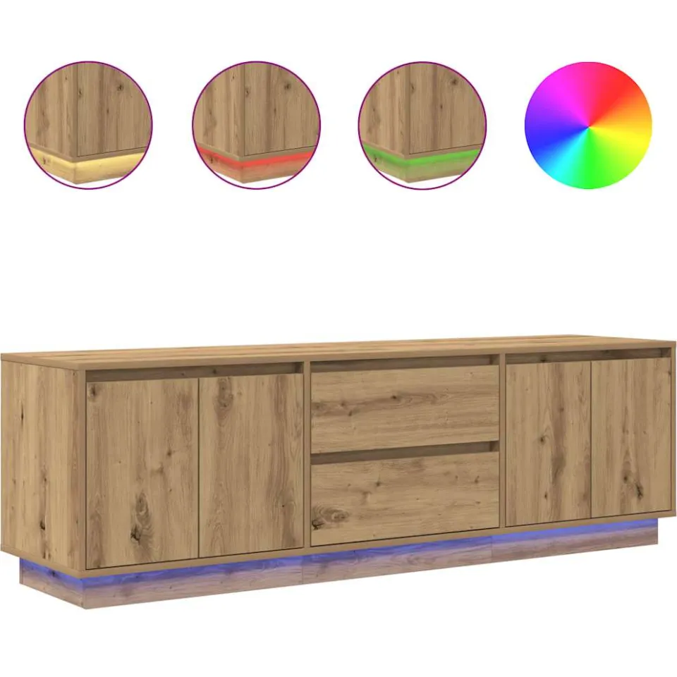 vidaXL Tv-meubel met LED-verlichting 160,5x41x50 cm artisanaal eiken, foto 4
