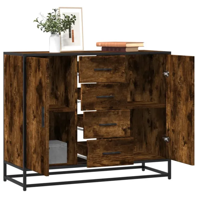 vidaXL Dressoir 92x35x76 cm bewerkt hout gerookt eikenkleurig Bruin