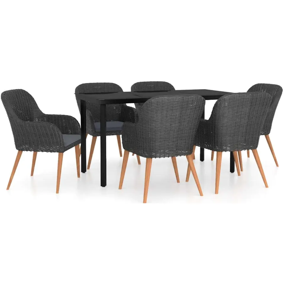vidaXL 7-delige Tuinset met kussens zwart, foto 3