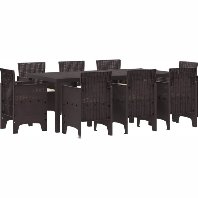 vidaXL Tuin eettafelset 9 st Bruin Polypropyleen