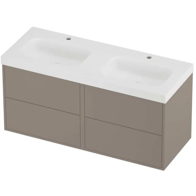 Proline Haga Badmeubelset Polystone Mezza Symmetrisch 120x46x58 cm Mat White Clay Beige