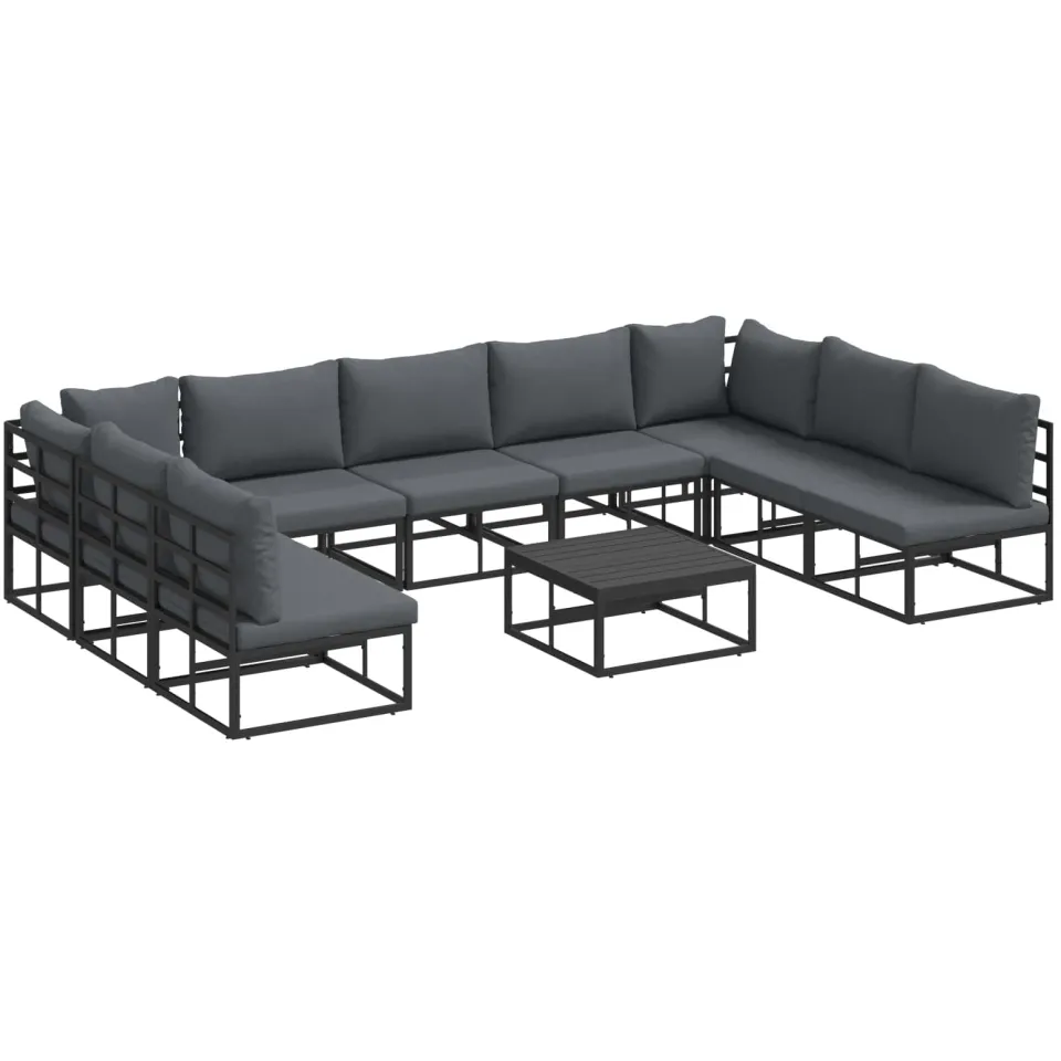 vidaXL Tuinbankenset 10 st Zwart Aluminium