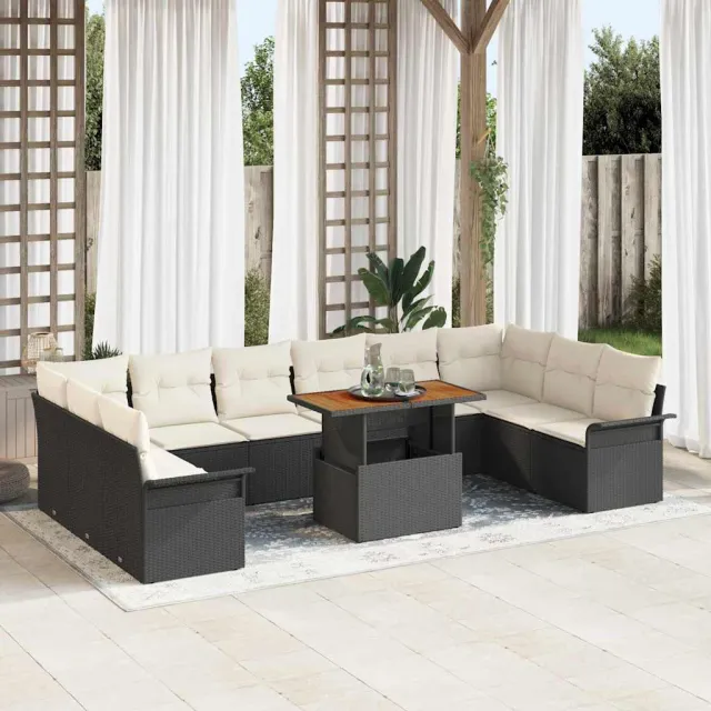vidaXL Tuin Sofa Set 9 st Zwart Poly riet, foto 2