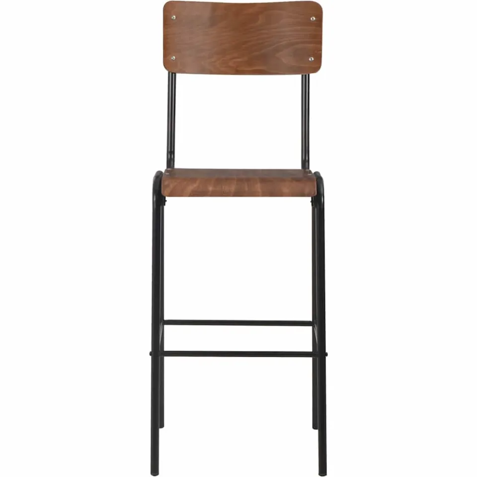 vidaXL Barstoelen 6 st massief multiplex staal zwart, foto 3