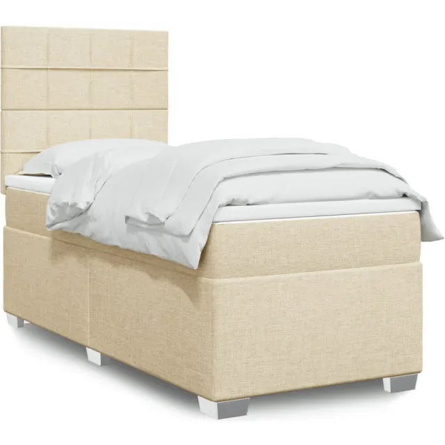 vidaXL Boxspring met matras stof crèmekleurig 90x190 cm