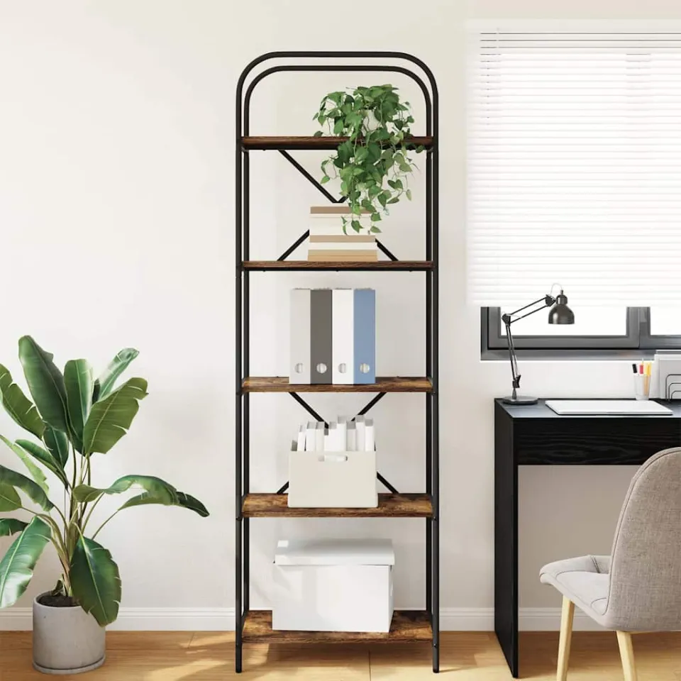 vidaXL Boekenkast 5-laags 60 x 30 x 183 cm Bewerkt hout Gerookt eiken, foto 4