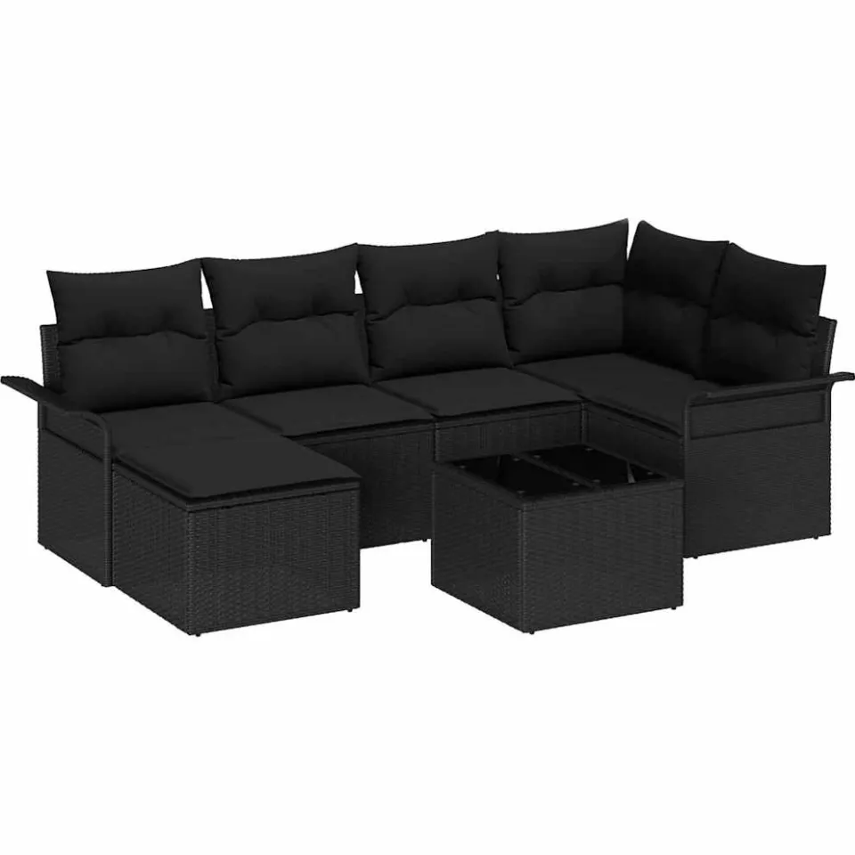 vidaXL Tuin Sofa Set 7 st Zwart poly rattan