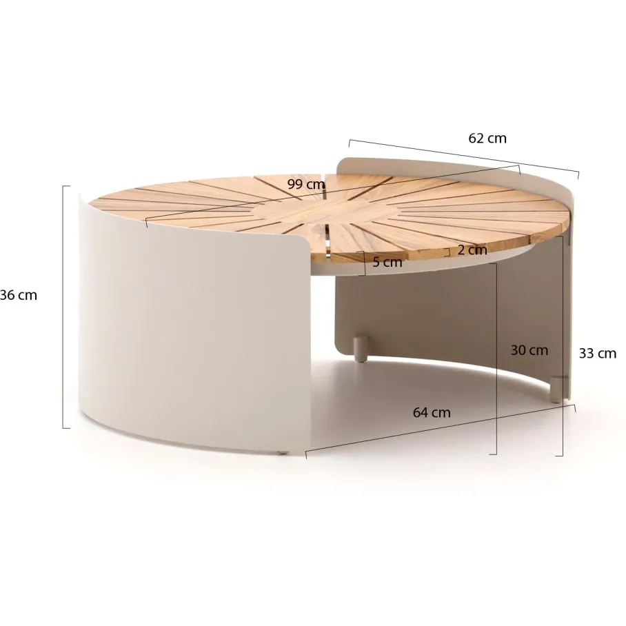 Bellagio tuinmeubelen Bellagio Porcari lounge tuintafel ø70cm (h:30cm) taupe, foto 2