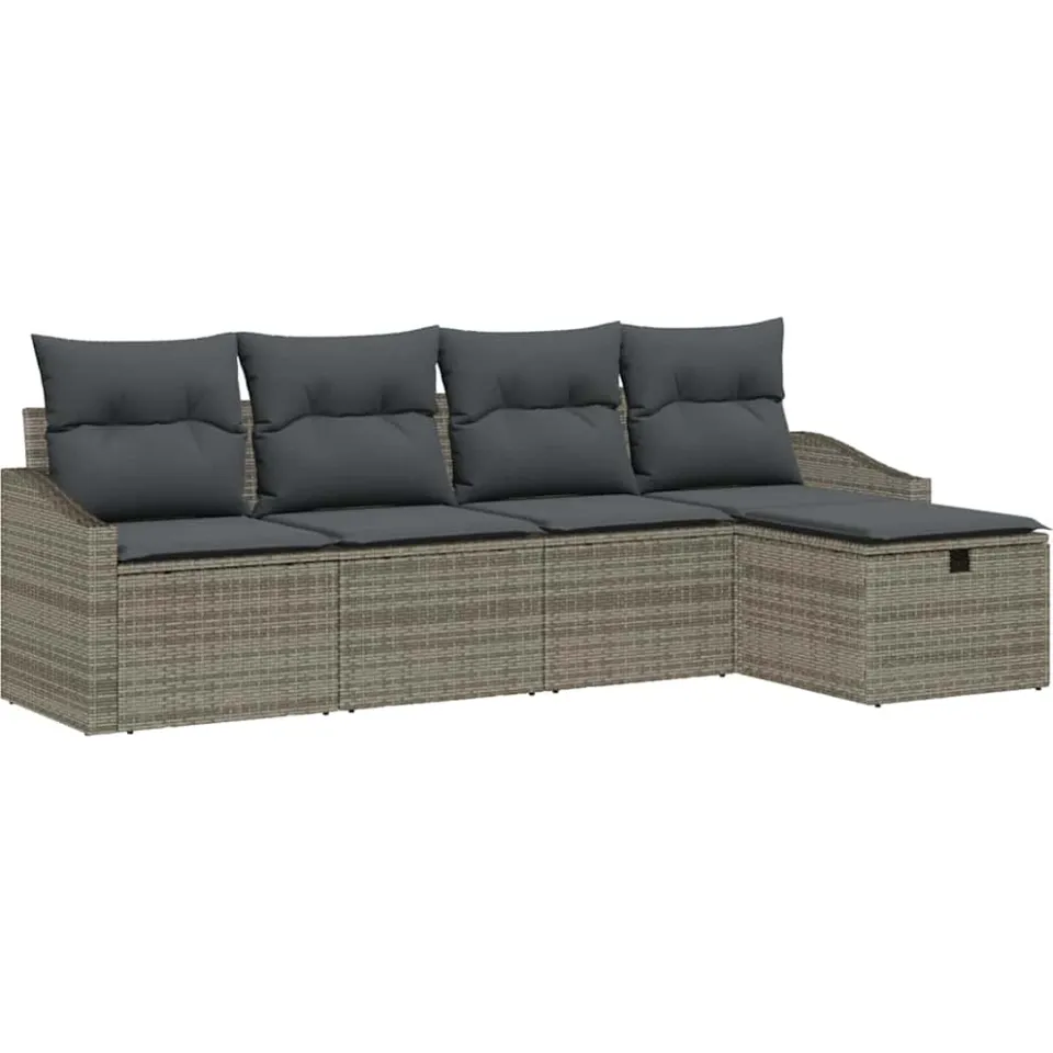 vidaXL Bankstel 5 st Grijs poly rattan