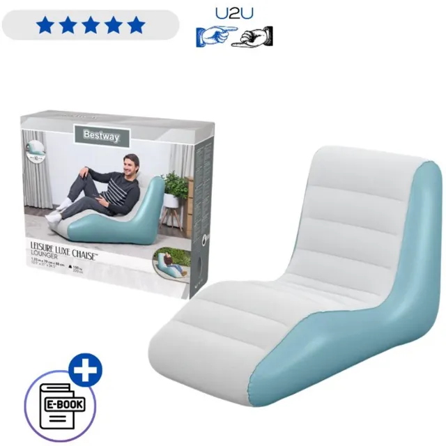 Bestway Opblaasbare Stoel 133x79x88 cm - Comfortabele Inflatable Armchair Met Zachte Flocked Bekleding - Opvouwbare Lounge Fauteuil Voor Binnen En Buiten Gebruik Camping Relaxstoel Met Ebook Wit