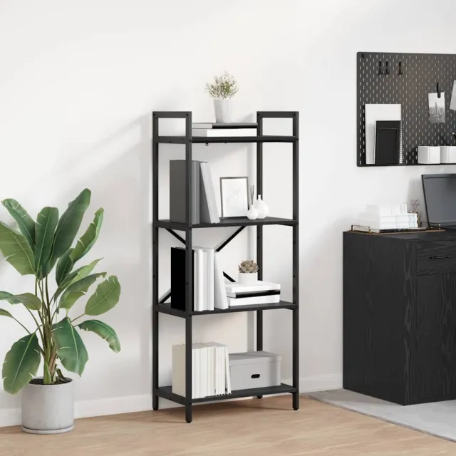 vidaXL Boekenkast 4-laags 56 x 34 x 133,5 cm Bewerkt hout Zwart Eiken, foto 2