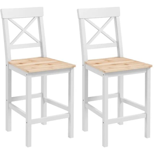 Clruro Barkruk Set van 2 - 41 x 46 x 97,5 cm - Landelijk met Voetsteun - Grenenhout - Naturel