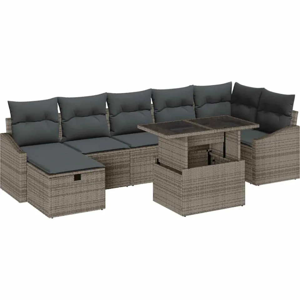 vidaXL Tuin Sofa Set 8 st poly rattan Zwart