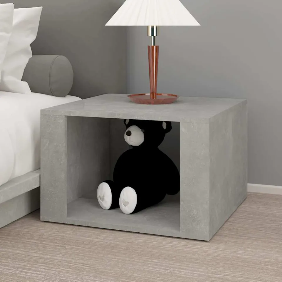 vidaXL Nachtkastje 57x55x36 cm bewerkt hout betongrijs grijs, foto 3