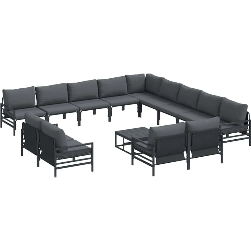 vidaXL Tuinbankenset 14 st Zwart Staal