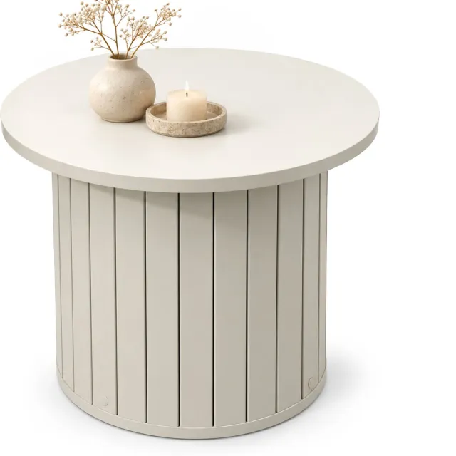Akord Salontafel NUBO / Kasjmier / 48 cm / Rond / Geribbeld / 48 x 48 x 42 cm