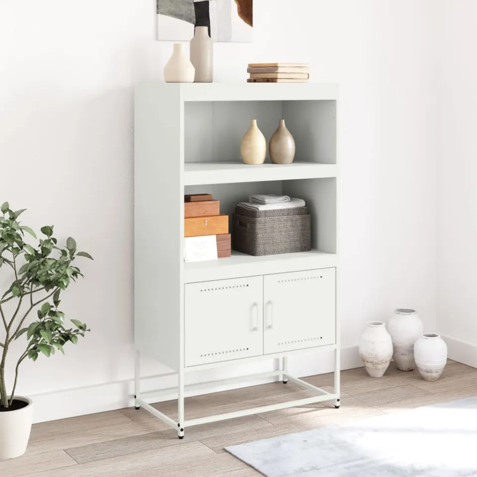 vidaXL Hoge kast 68,5x38,5x123,5 cm staal wit, foto 3