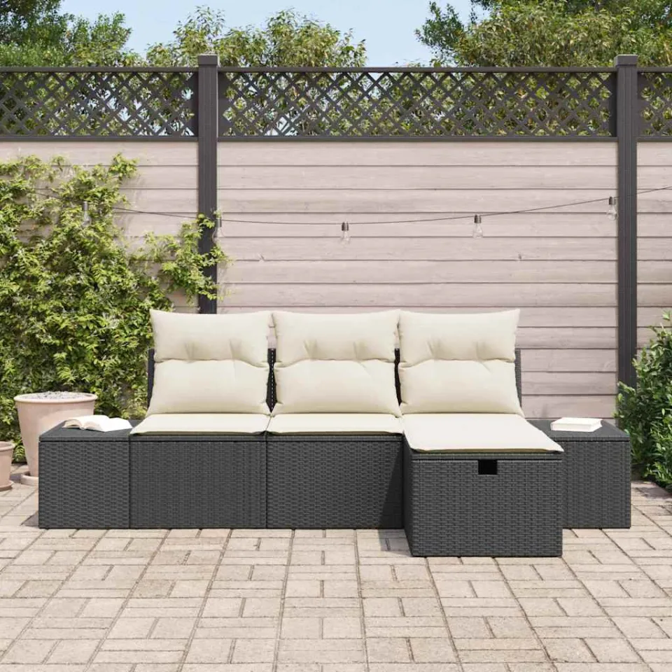 vidaXL Tuin Sofa Set 4 st poly rattan lichtgrijs, foto 3