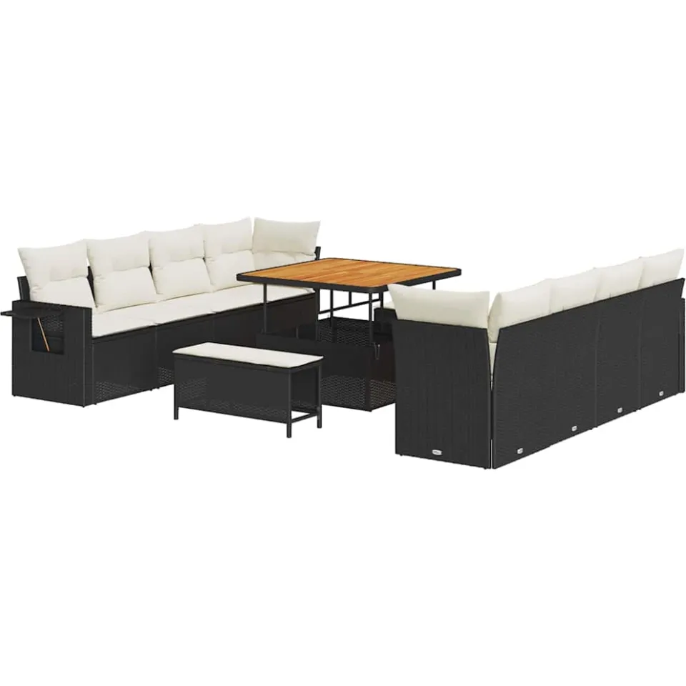 vidaXL Tuin Sofa Set 11 st Zwart Poly riet