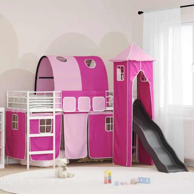 vidaXL Stapelbed voor kinderen Wit en Roze 90 x 190 cm Metaal