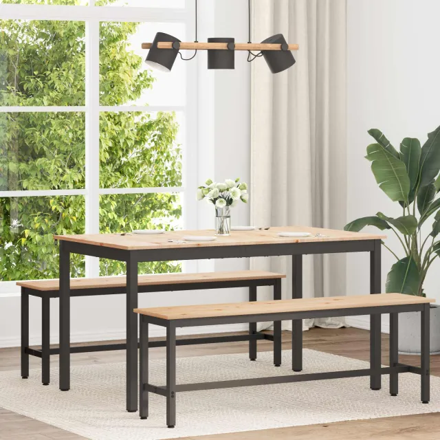 vidaXL Eettafel Naturel 140 x 80 x 75 cm Massief grenenhout Bruin