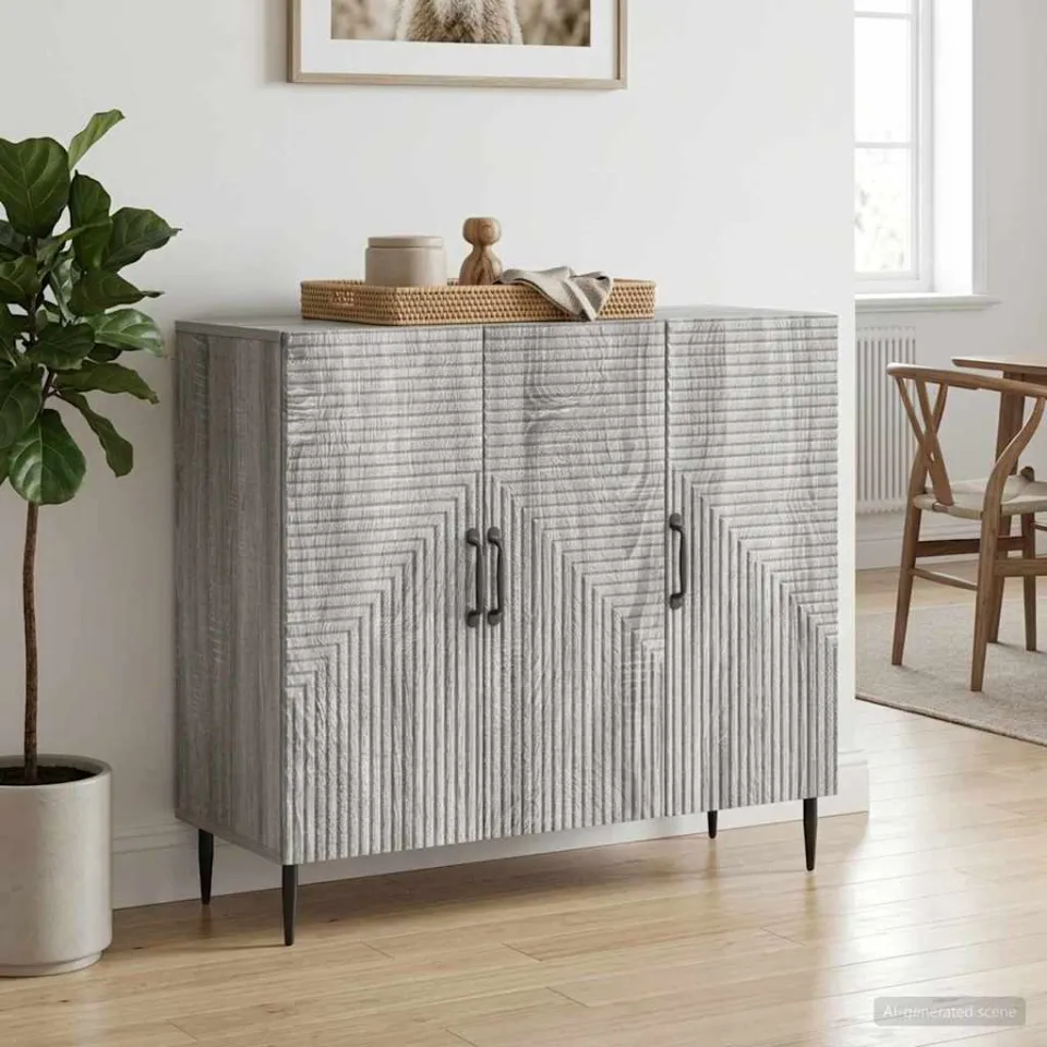 vidaXL Dressoir Grijs sonoma 89 x 34,5 x 80 cm Bewerkt hout, foto 3