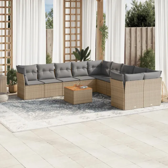 vidaXL Patio Sofa Set 10-zits Beige mix en grijs, foto 2
