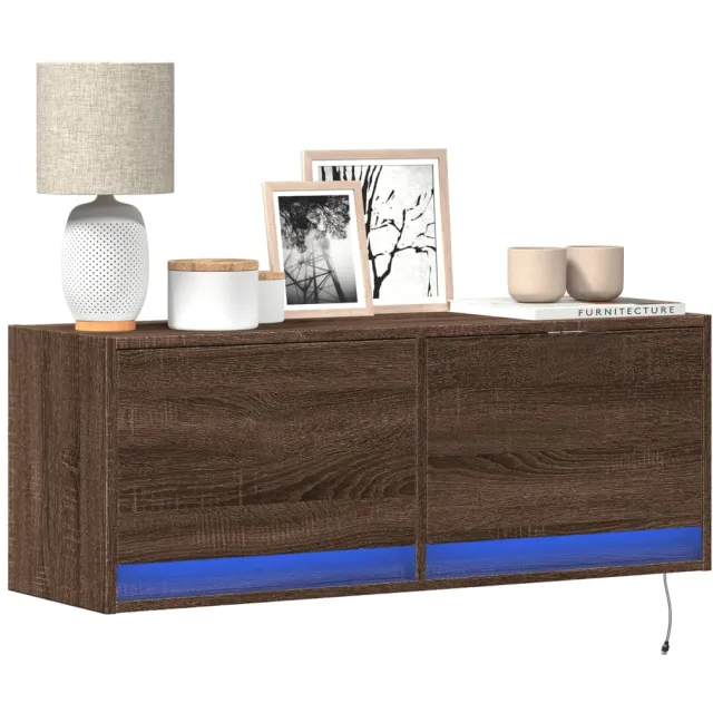 vidaXL Tv-wandmeubel met LED-verlichting 100x31x35 cm bruin eikenkleur
