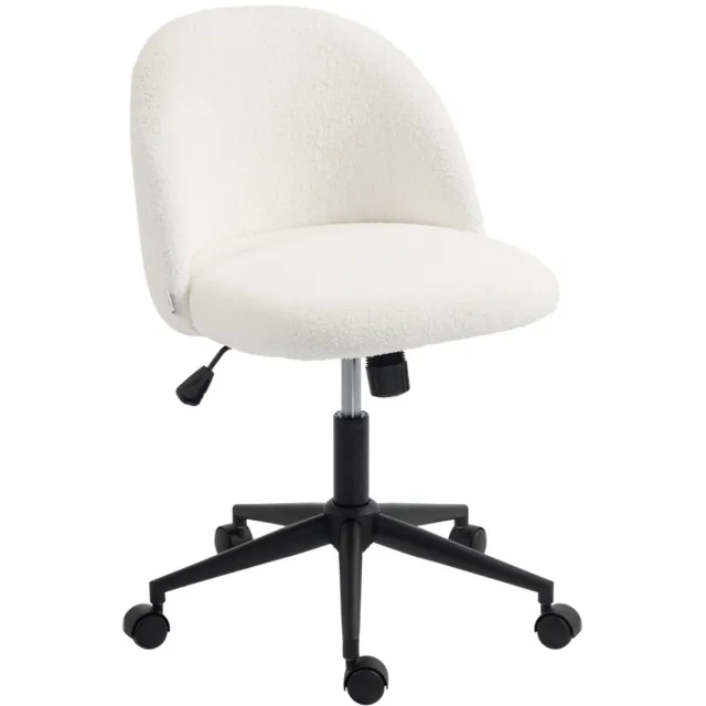 HAUSS SPOLE Bureaustoel - Draaibare Bureaustoel Zonder Armleuningen - Met Rollen En Neigfunctie - Voor Thuis En Kantoor - Teddyfleece - Cream White