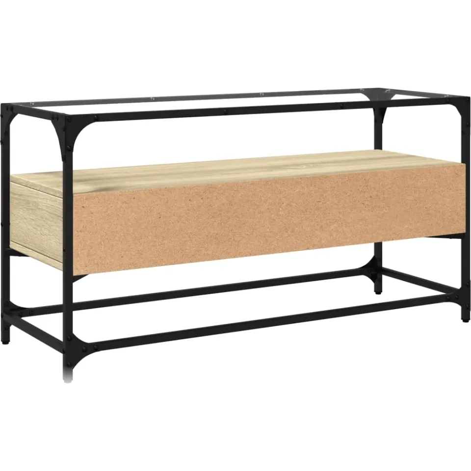 vidaXL Tv-meubel met glazen blad 98x35x51 cm bewerkt hout sonoma eiken, foto 4