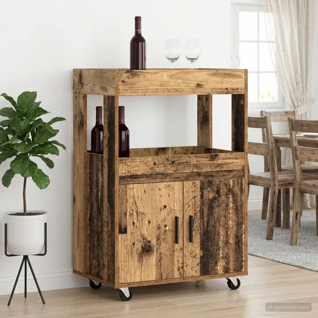 vidaXL Bar Kar Oud hout 60 x 39,5 x 89 cm Bewerkt hout bruin