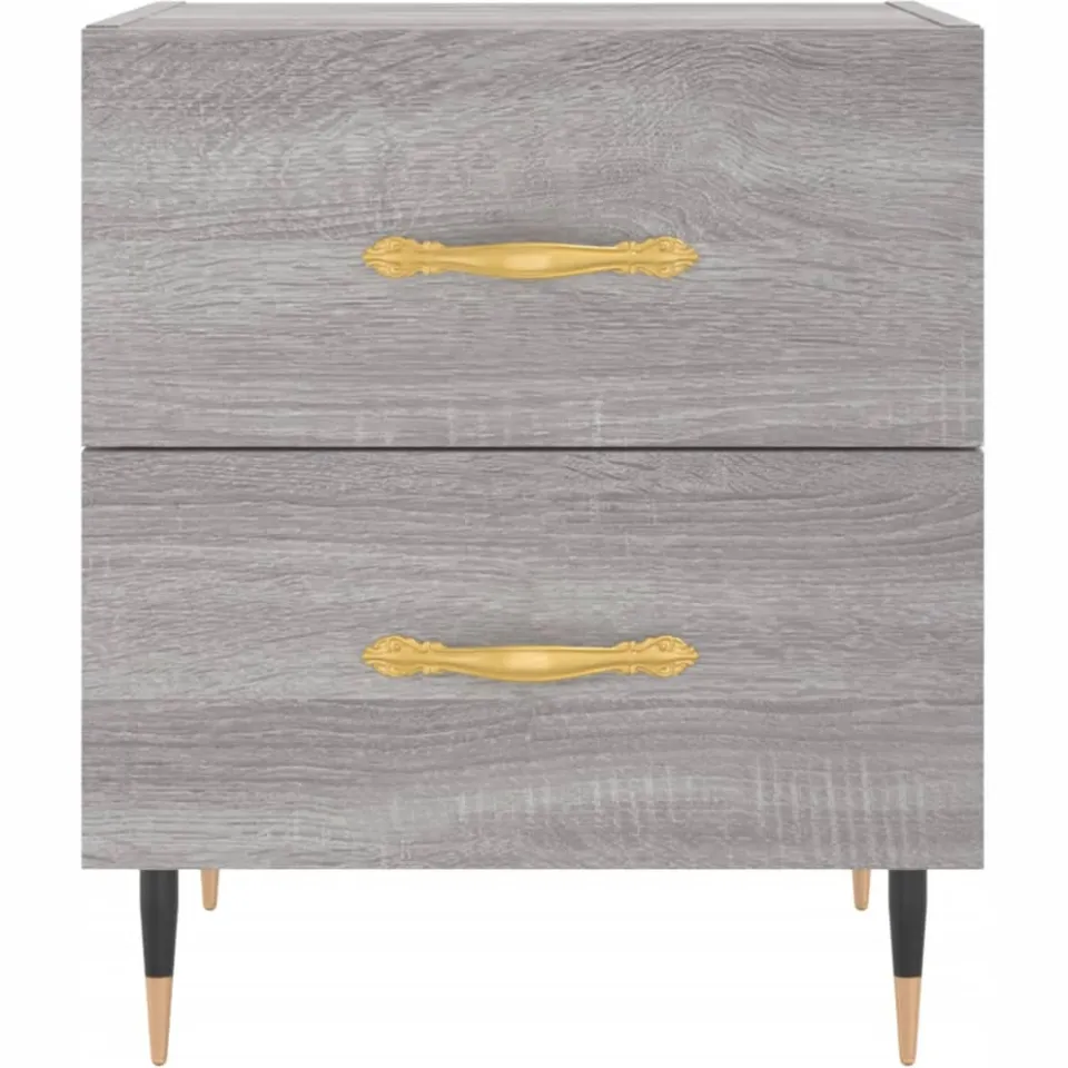 vidaXL Nachtkastjes 2 st 40x35x47,5 cm bewerkt hout grijs sonoma eiken, foto 4