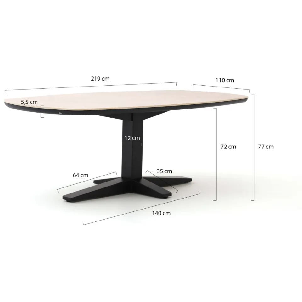 Apple Bee Pine Key/Zanzibar Deens Ovaal 220cm dining tuinset 7-delig taupe, foto 3