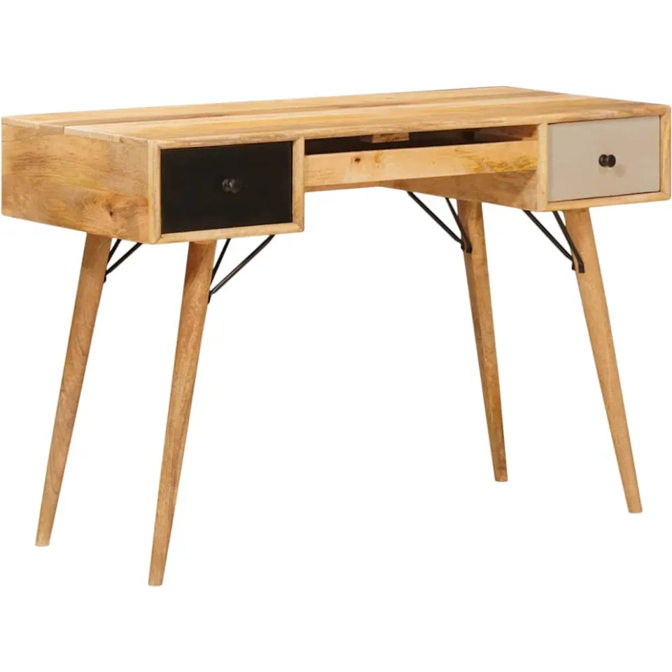 vidaXL Schrijfbureau Bruin 110 x 55 x 76 cm Massief Mango Hout, foto 3