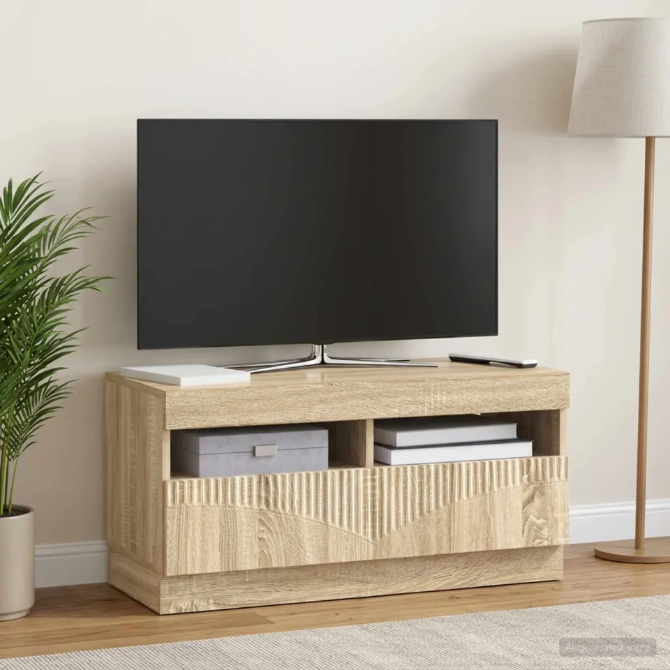 vidaXL LED tv-meubel Sonoma Eiken Bewerkt hout, foto 4