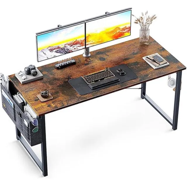 CLORD Bureau - Klein - Bruin - 80x40x73,5 cm - Inclusief Hoofdtelefoonhouder en Opbergtas - Geschikt als Computertafel of Kantoortafel