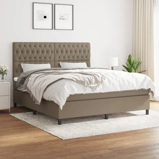 vidaXL Boxspring met matras stof taupe 180x200 cm