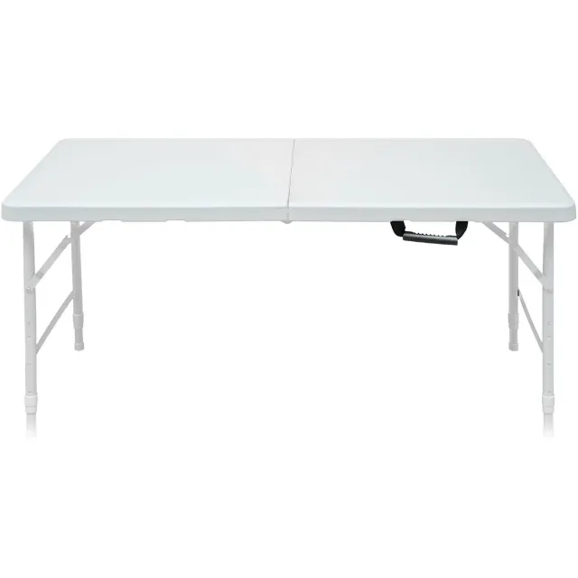 CHICFURN Tuintafel - Opvouwbaar en in hoogte verstelbaar - Stalen frame - Wit